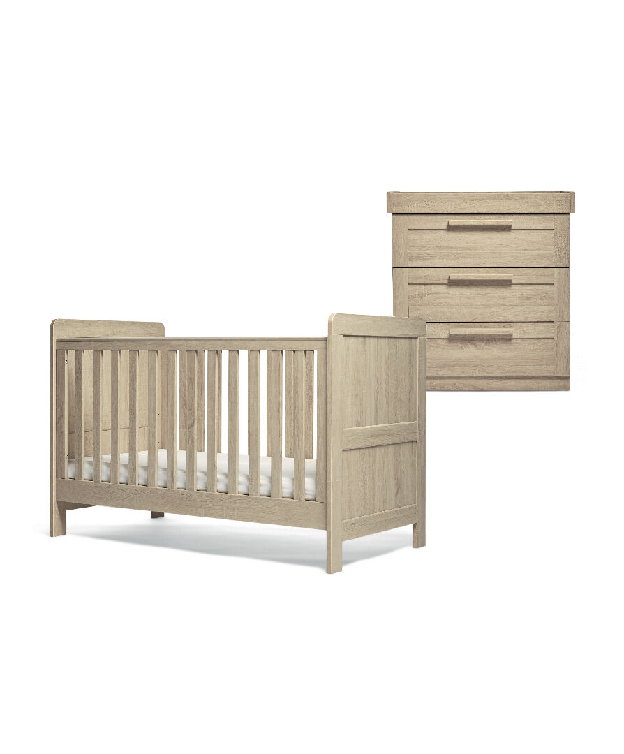Atlas 2 Piece Cotbed with Dresser Changer Set - Light Oak image number 2