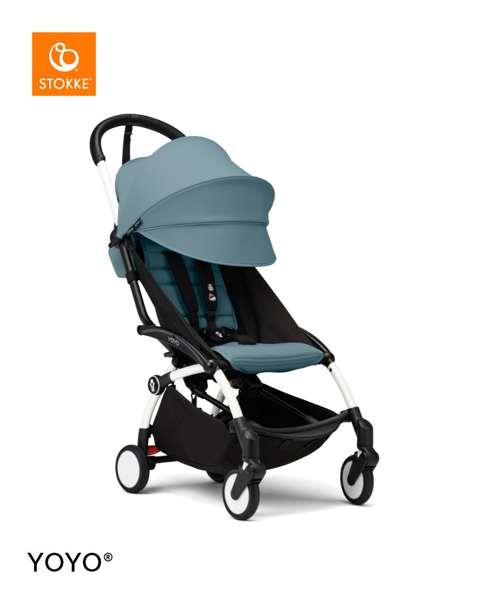 Stokke YOYO3 White Frame with 6+ Color Pack - Aqua & Cup Holder (3 Pieces) image number 2