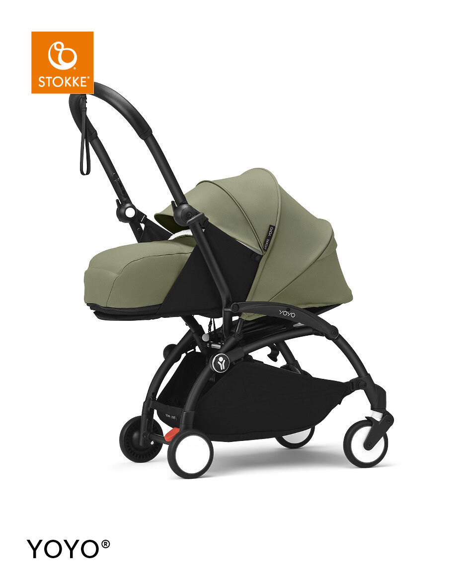 Stokke YOYO3 Black Frame with 0+ Newborn Pack - Air France Blue & Cup Holder (3 Pieces)