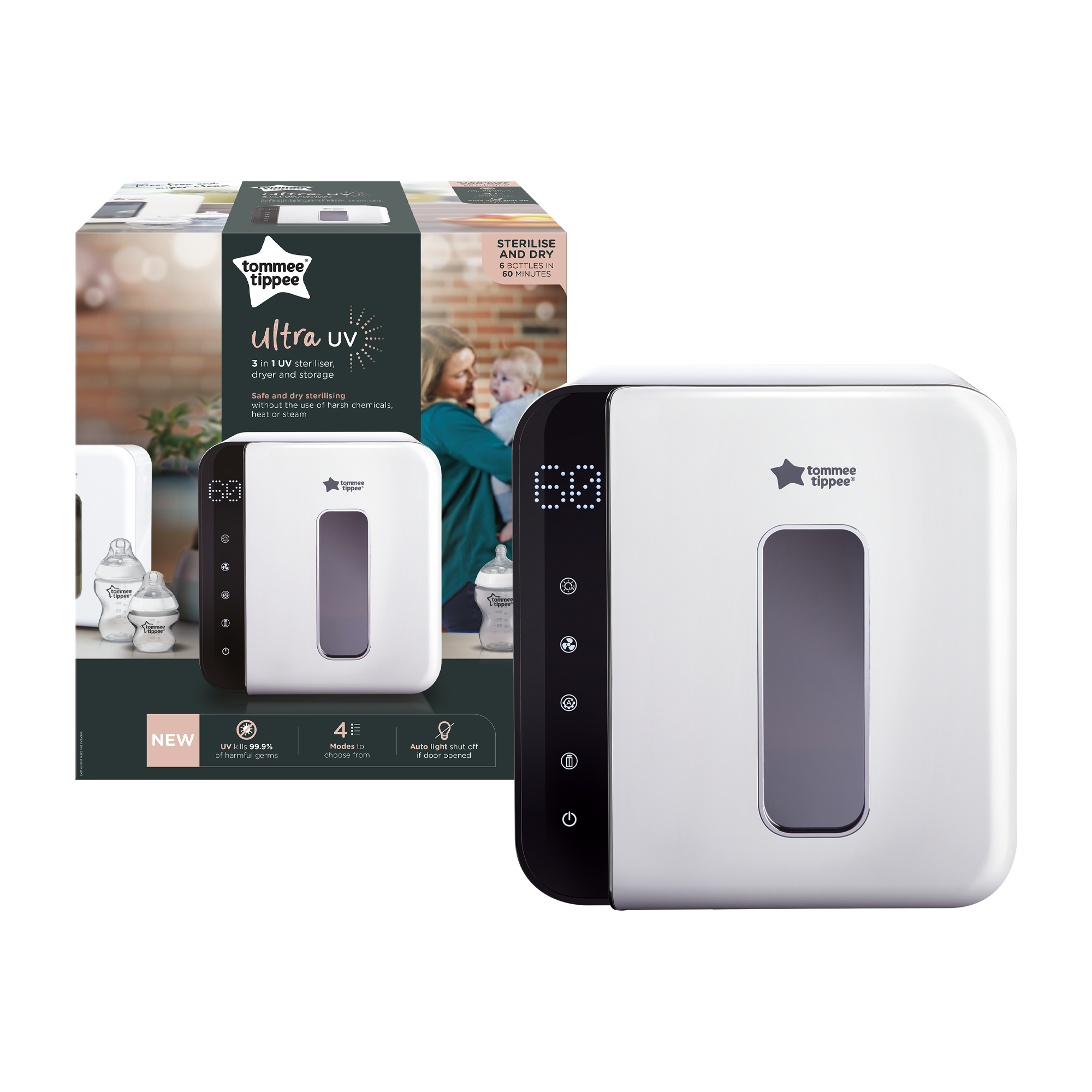 Tommee Tippee Ultraviolet Steriliser for Baby Bottles, 3 in 1 &ndash; Sterilise, Dry and Store image number 1
