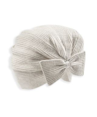 Cream Knit Bow Hat