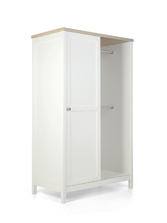 Harwell 4 Piece Cotbed with Dresser Changer, Wardrobe, and Essential Fibre Mattress Set- White image number 17