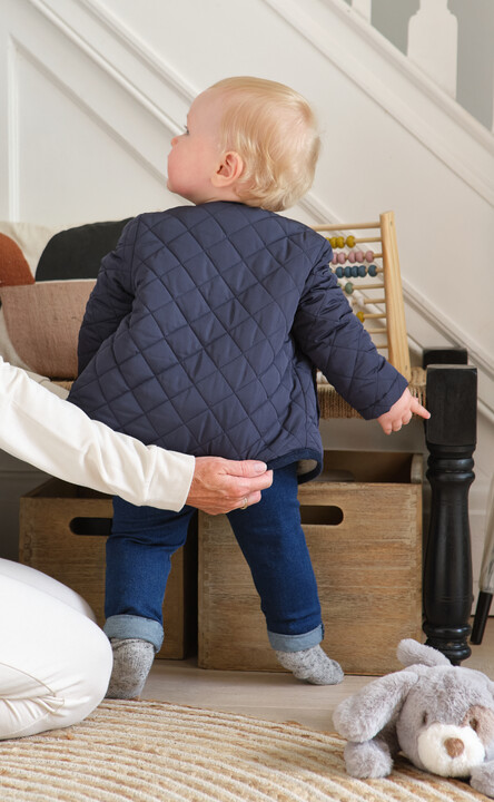 Navy Quilted Jacket image number 4