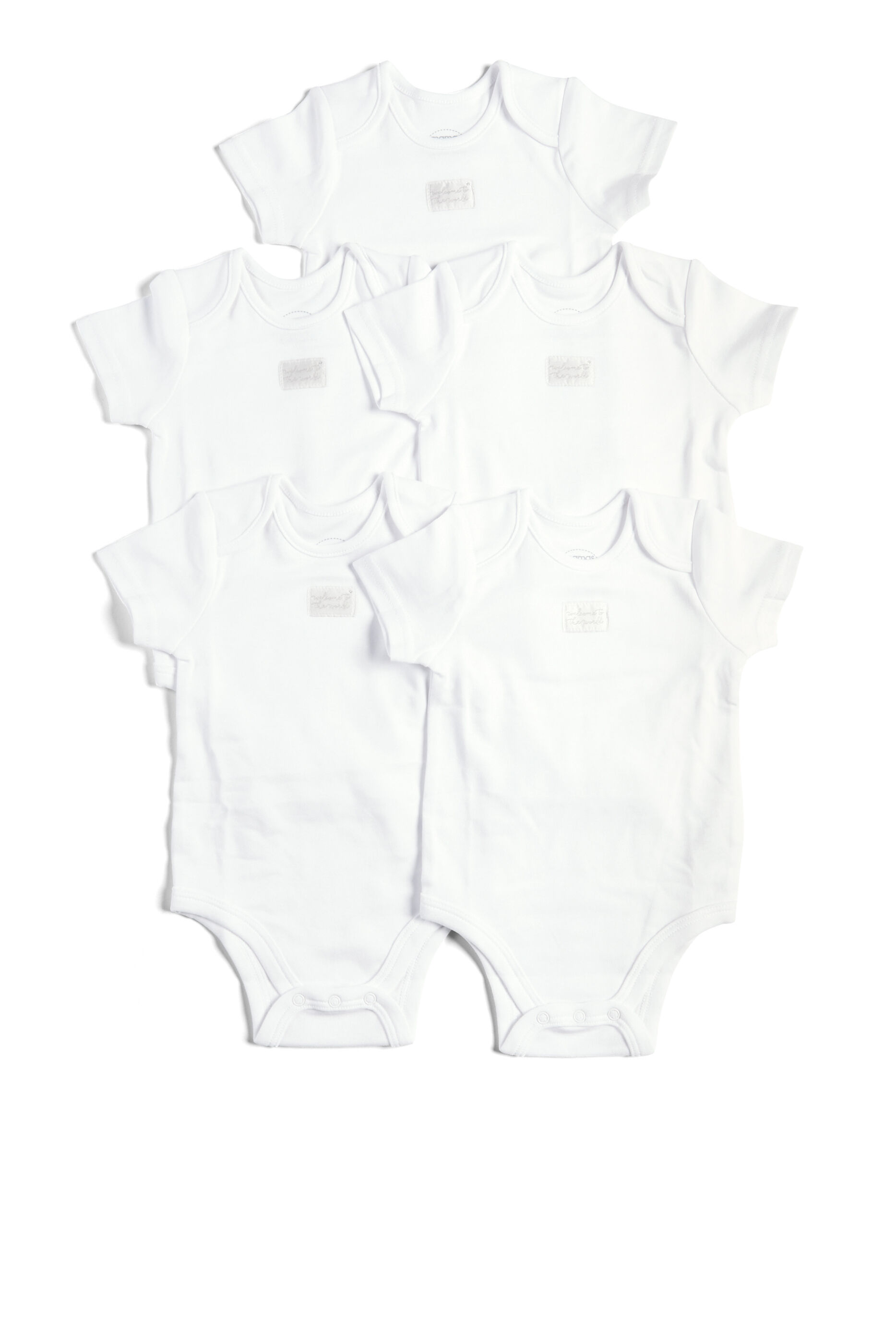 White Cotton Short Sleeve Bodysuits 5 Pack image number 1