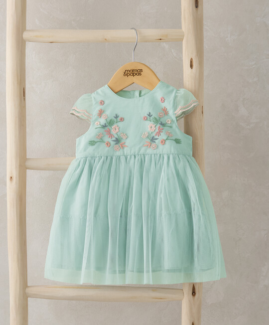 Buy Floral Tulle Dress Green Baby Girl Dresses Mamas Papas
