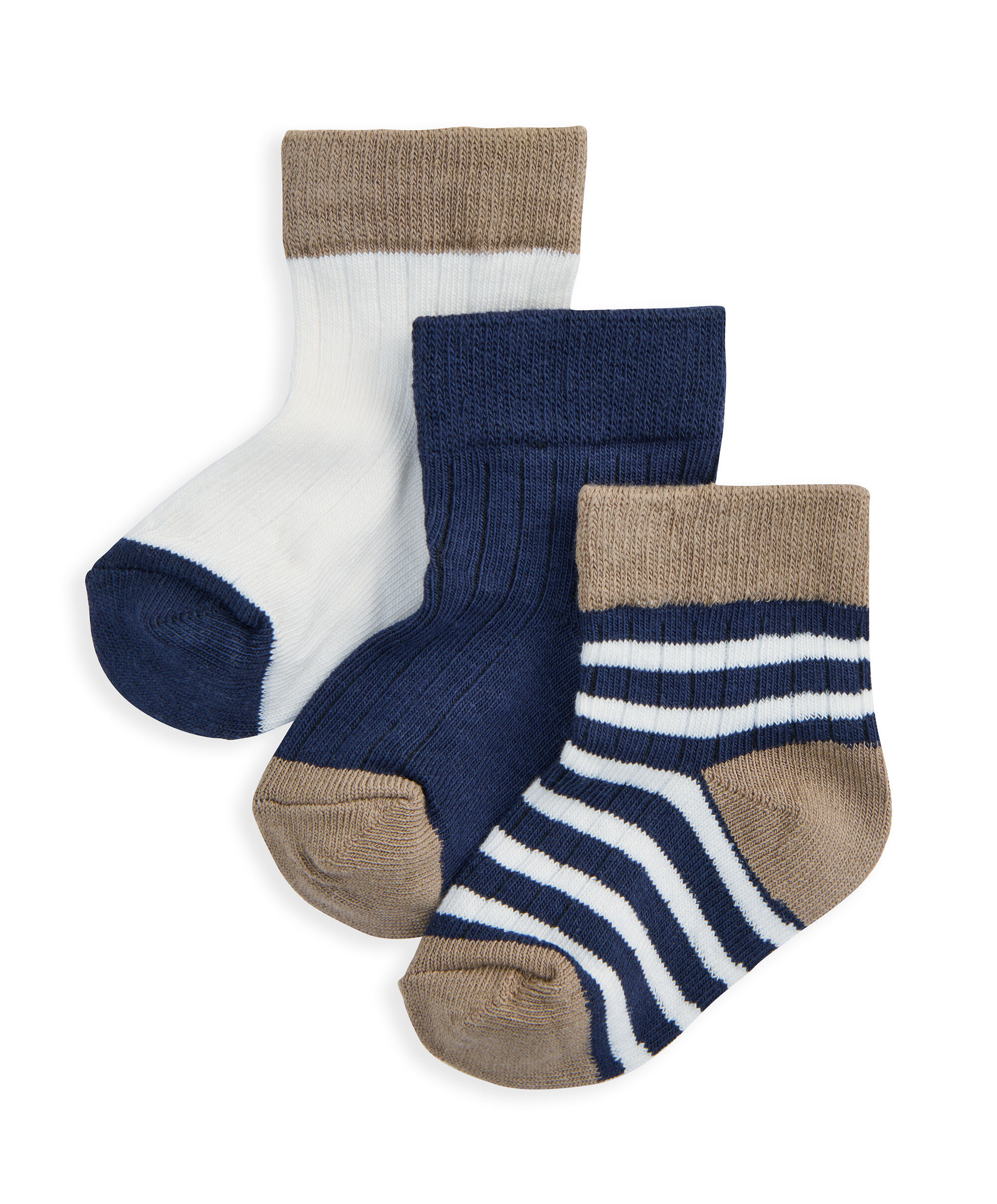 Blue Ribbed Socks (Pack of 3) image number 1