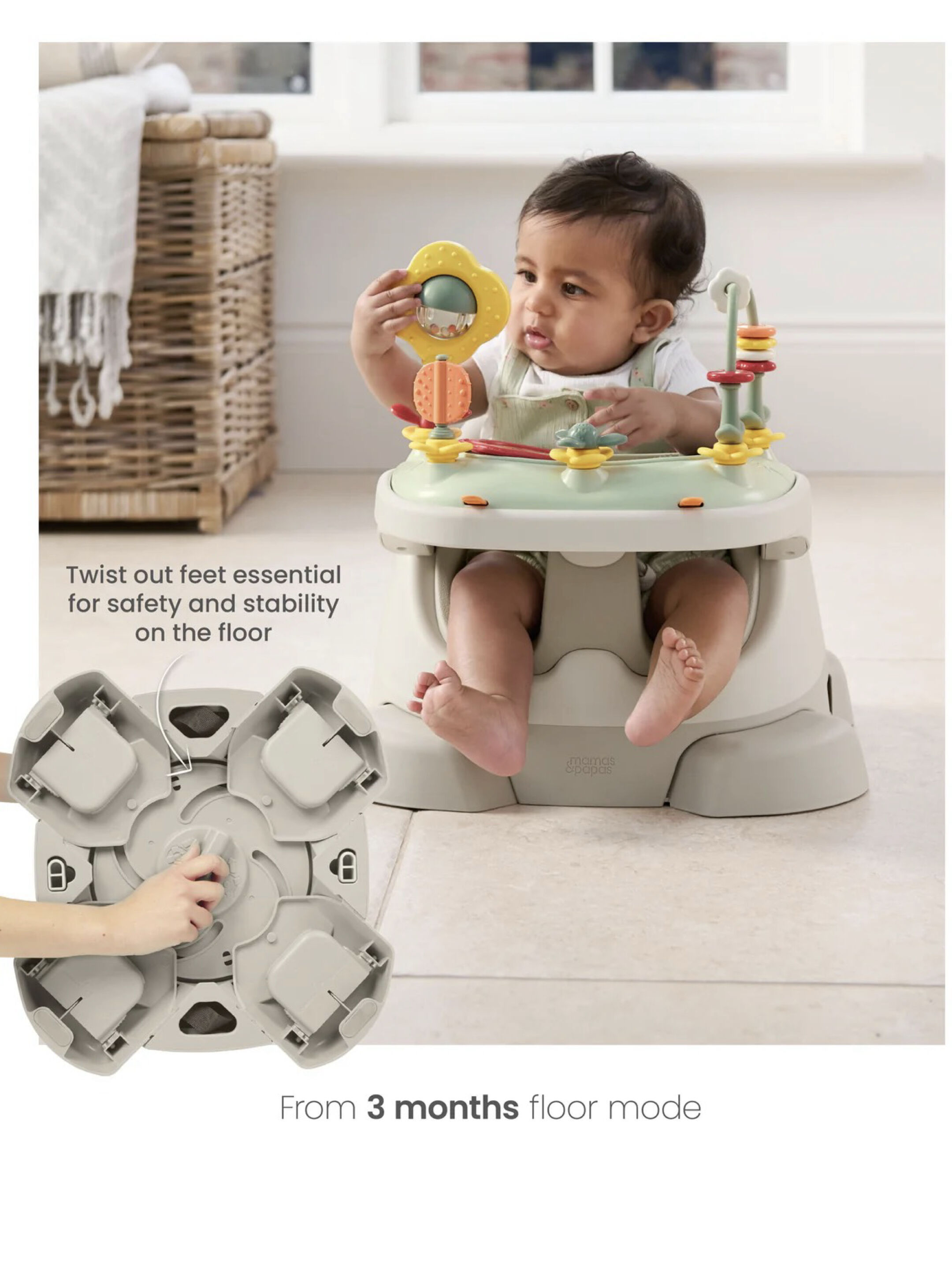 Bug 3-in-1 Floor & Booster Seat with Activity Tray - Clay image number 8
