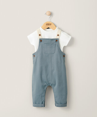 T-Shirt & Dungarees Outfit Set - Blue