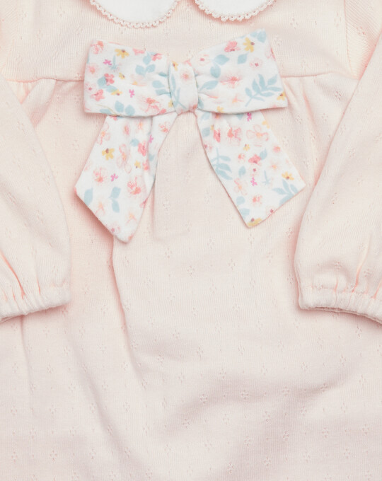Textured Pointelle Jersey All-in-One with Bow image number 3