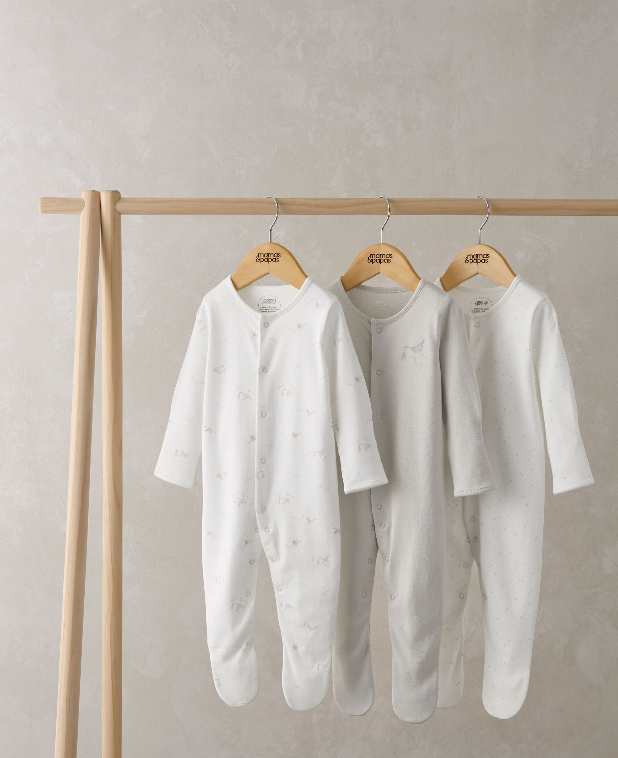 Stork Sleepsuits (Set of 3)