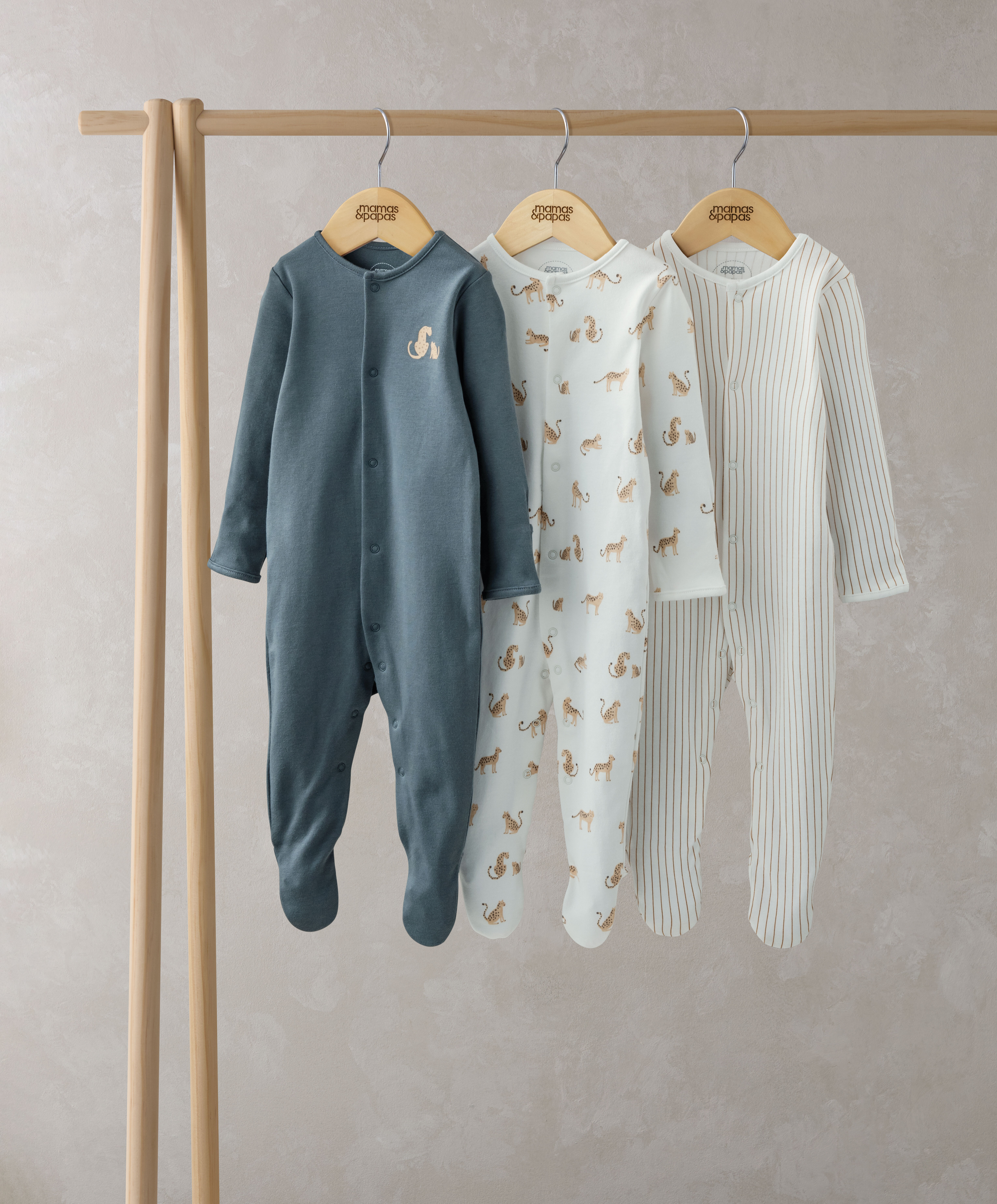 3 Pack Leopard Sleepsuits