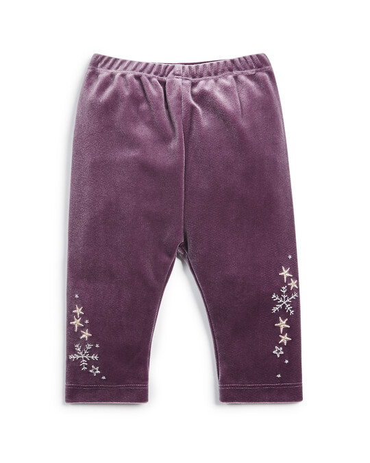 Embroidered Star Velour Leggings image number 1