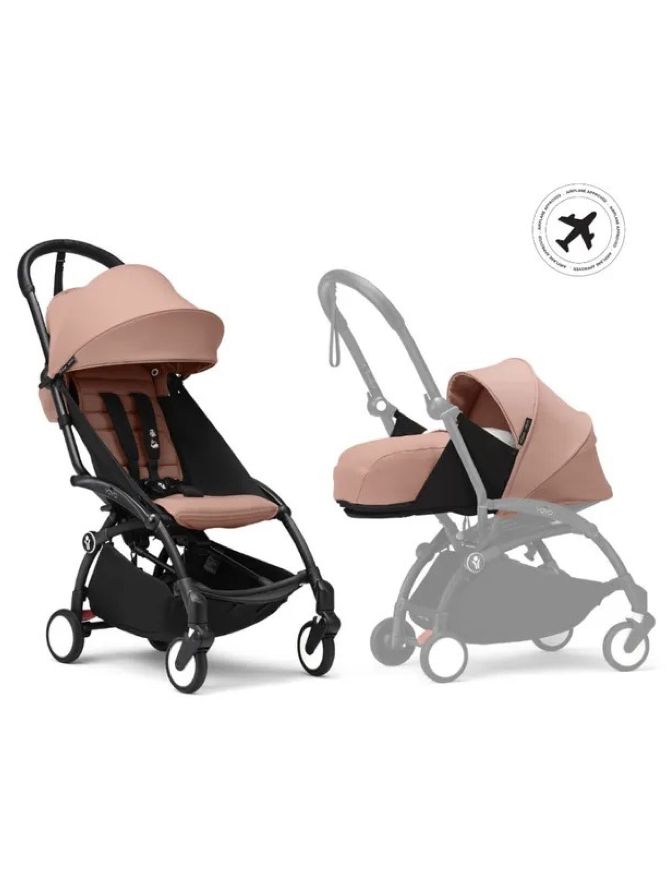 Stokke YOYO3 Full Stroller with Black Frame, 0+ Newborn and 6+ Color Pack - Aqua (3 pieces)