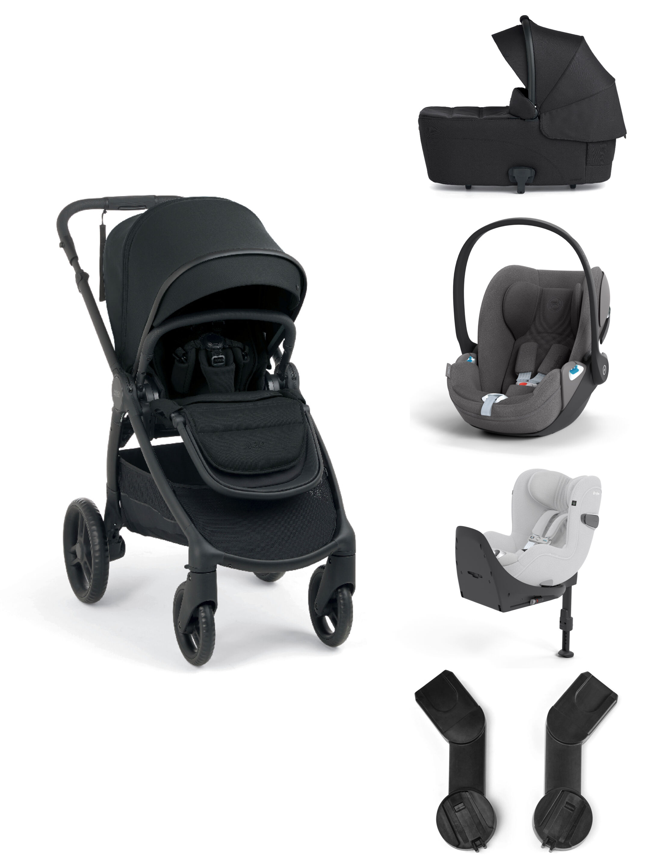 Ocarro 2 Pushchair and Carrycot Bundle with Cybex Cloud T i-Size Car Seat and Base (5Pieces) - Eclipse