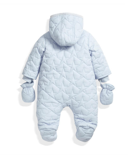 Quilted Pramsuit Blue- 3-6 months image number 4