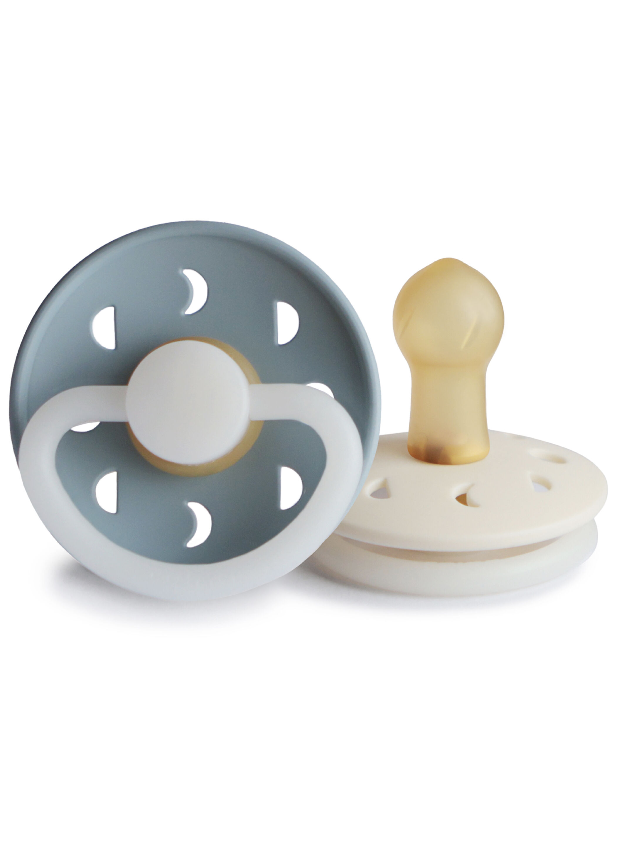 FRIGG Moon Phase Silicone Baby Pacifier 6-18M 2-Pack Stone Blue Night/Cream Night - Size 2 image number 2