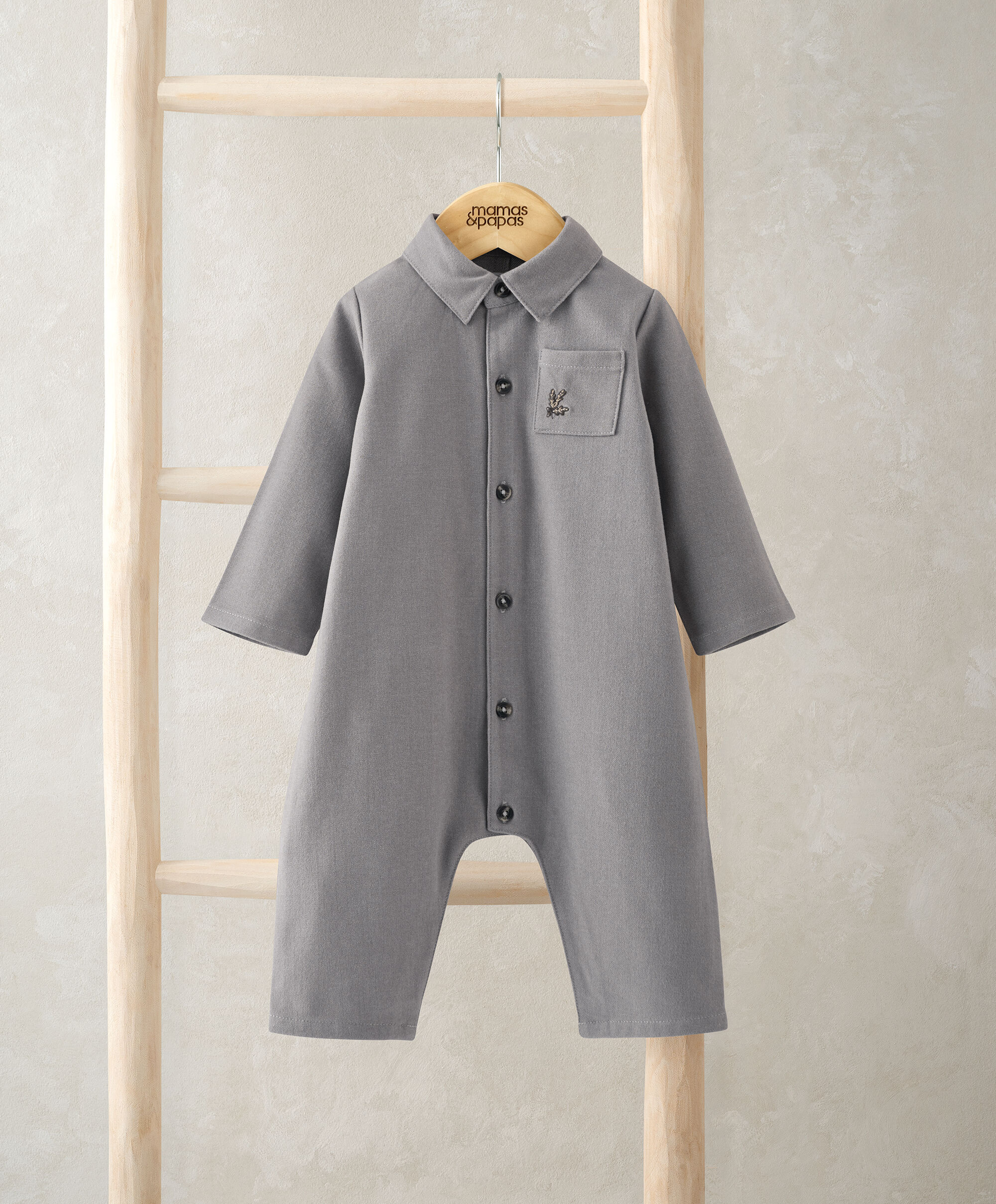 Oatmeal Woven Romper image number 1