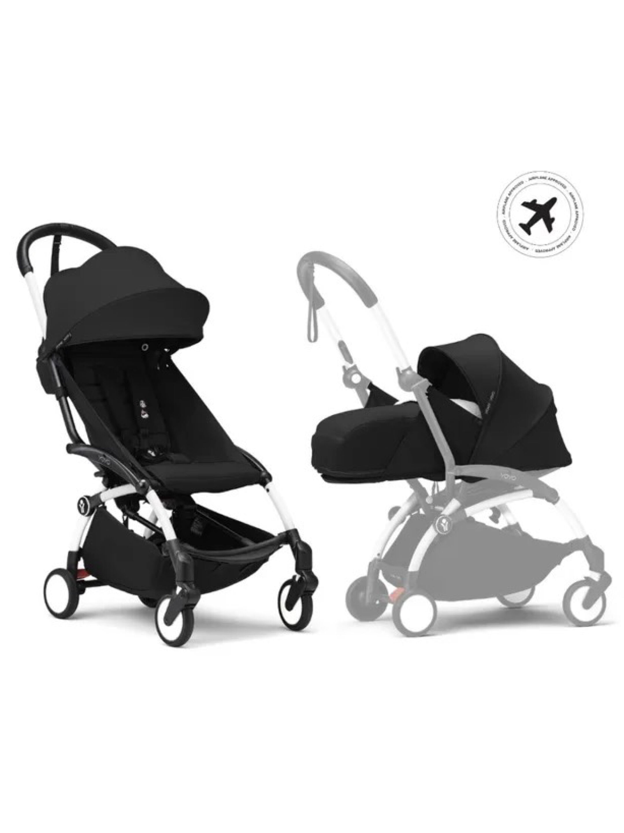 Stokke YOYO3 Full Stroller with White Frame, 0+ Newborn and 6+ Color Pack - Aqua (3 pieces)