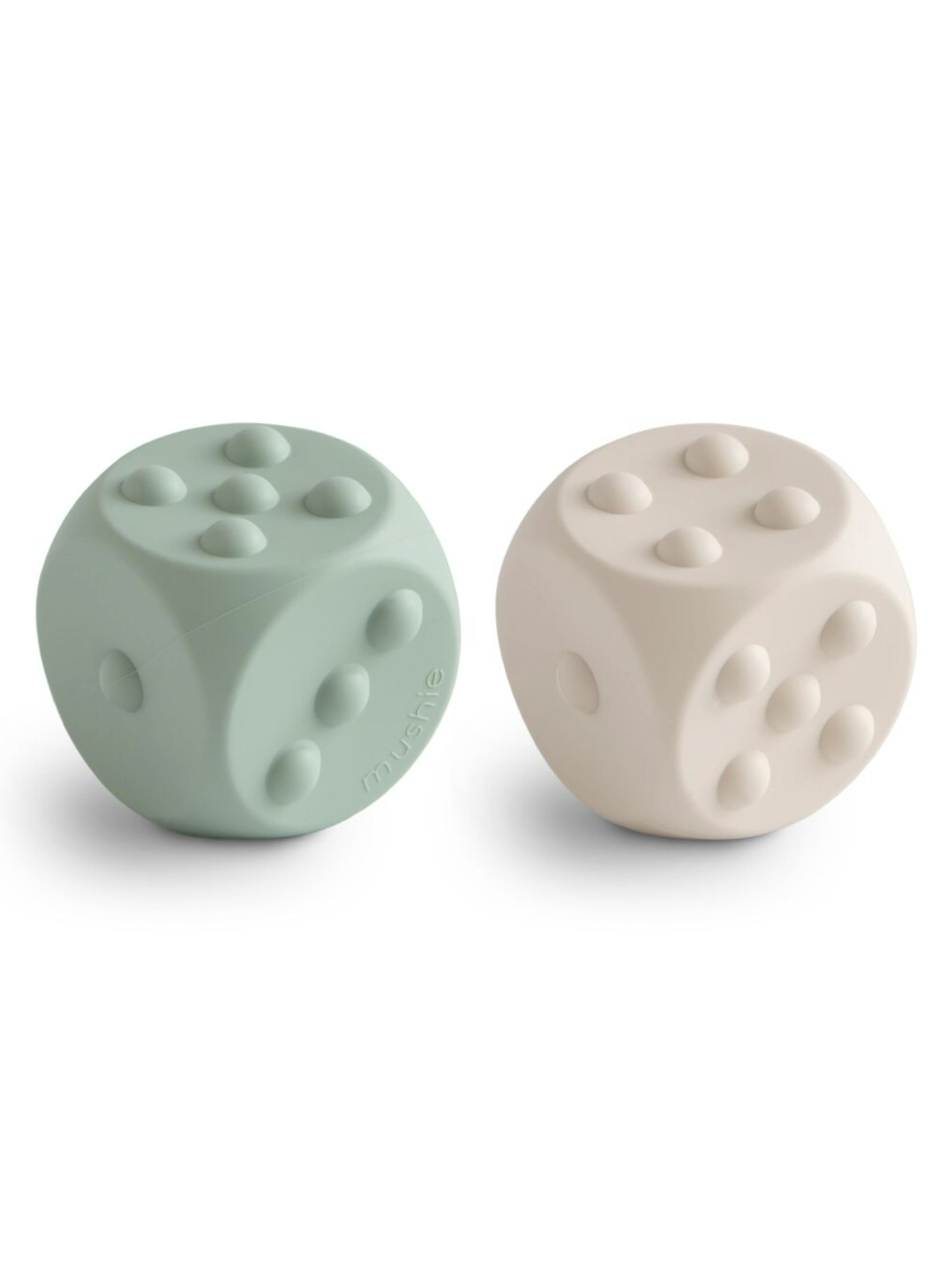 Mushie Dice Press Toy (set of 2) Cambridge Blue/Shifting Sand image number 10