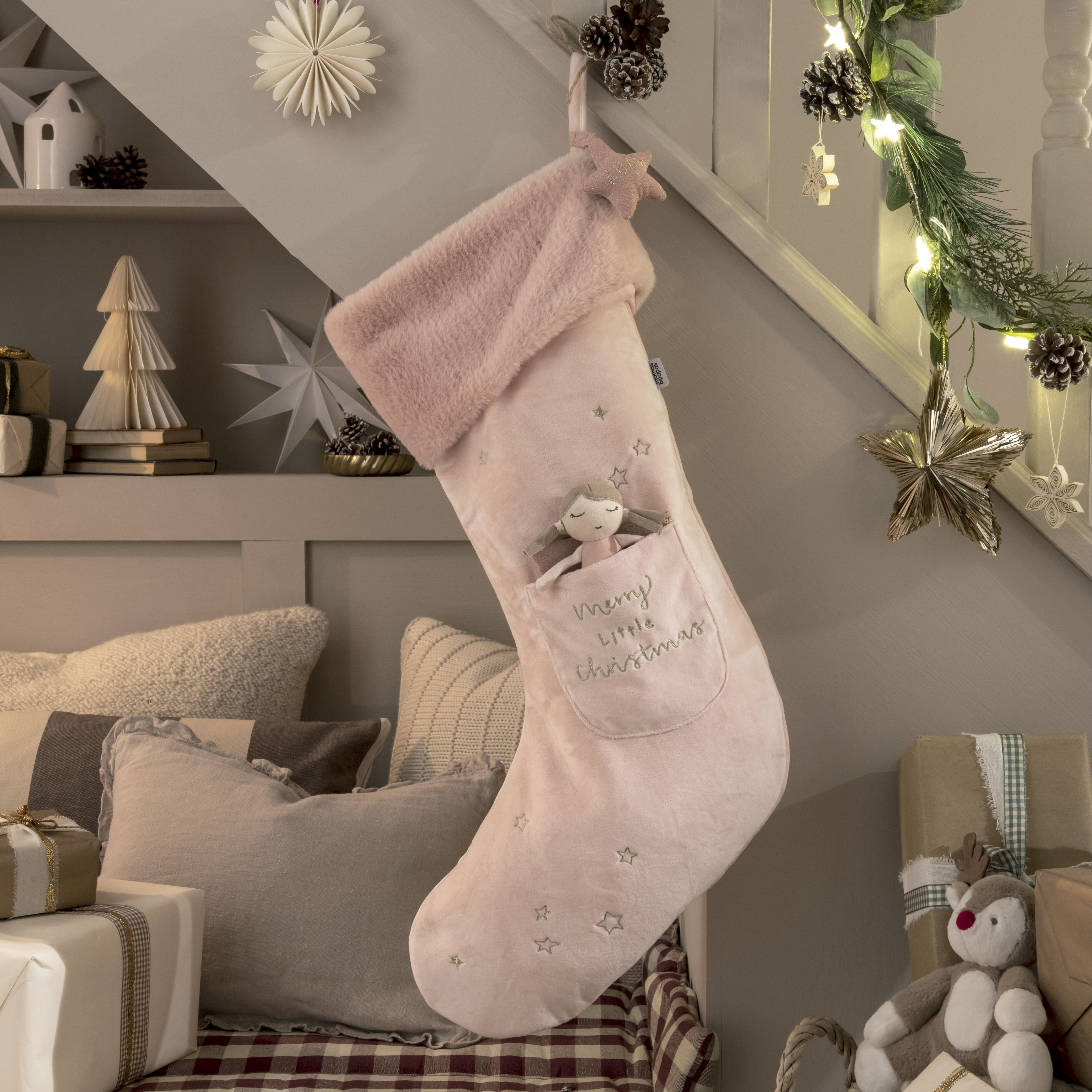 Large Stocking with Toy - Bella Pink 2024 image number 1