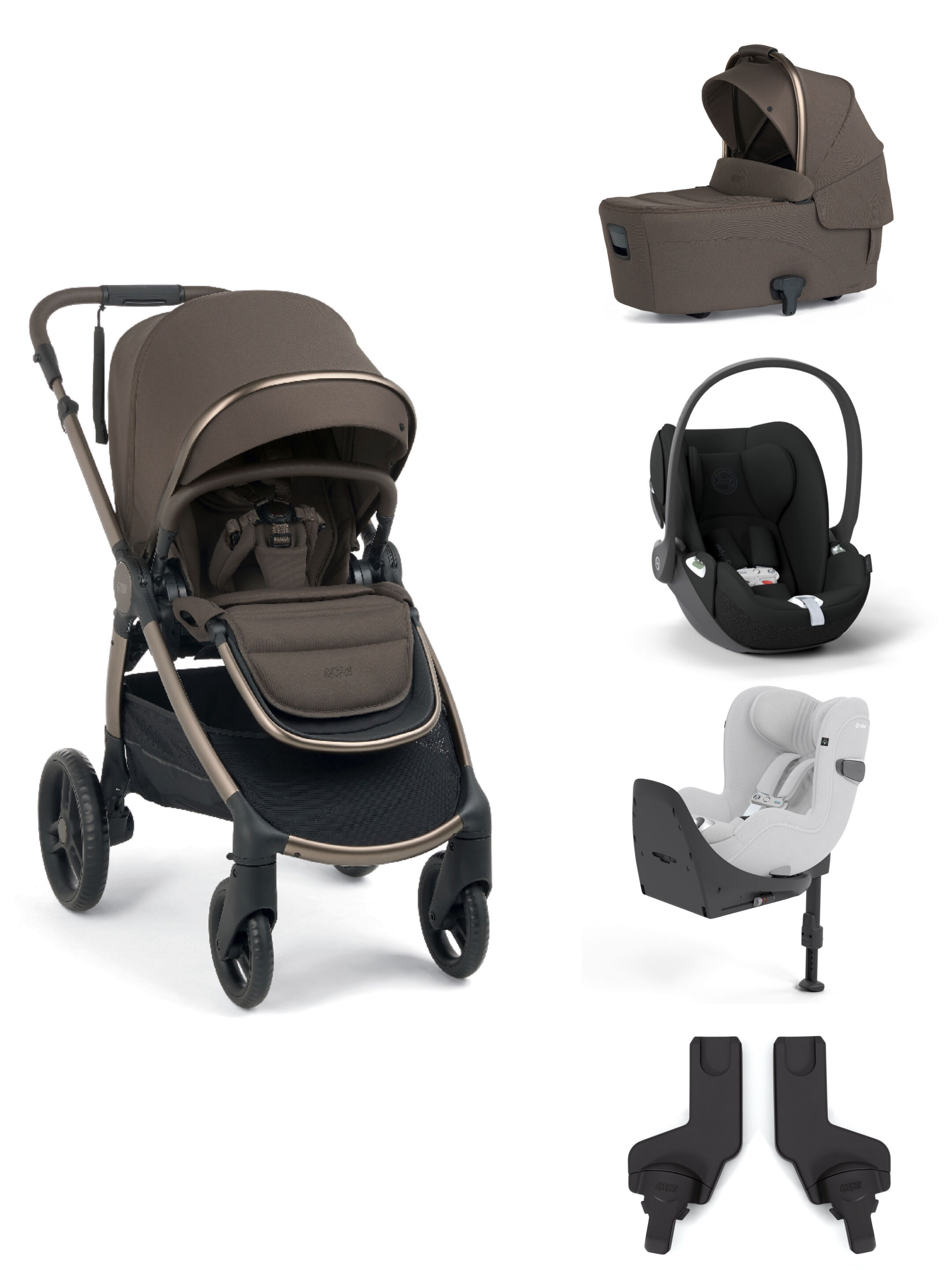 Ocarro 2 Pushchair and Carrycot Bundle with Cybex Cloud T i-Size Infant Car Seat, Adaptor, and Base (5 Pieces) &ndash; Crema image number 1