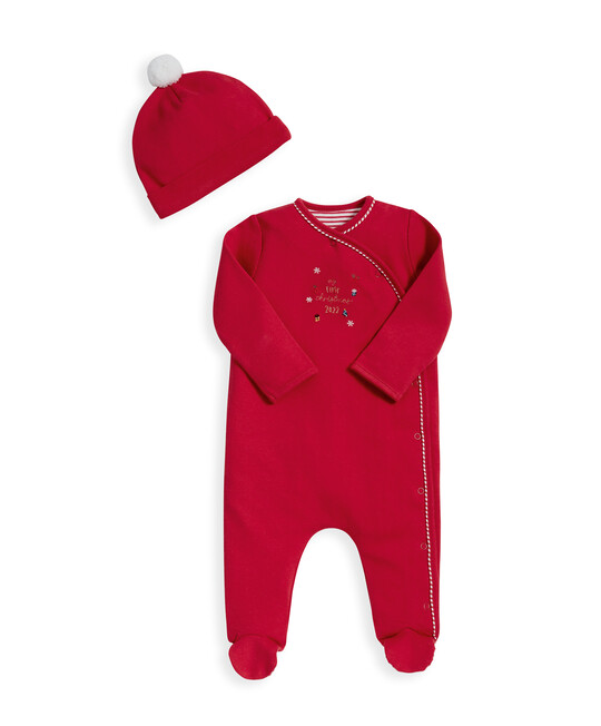 My 1st Christmas Red All In One & Hat image number 1