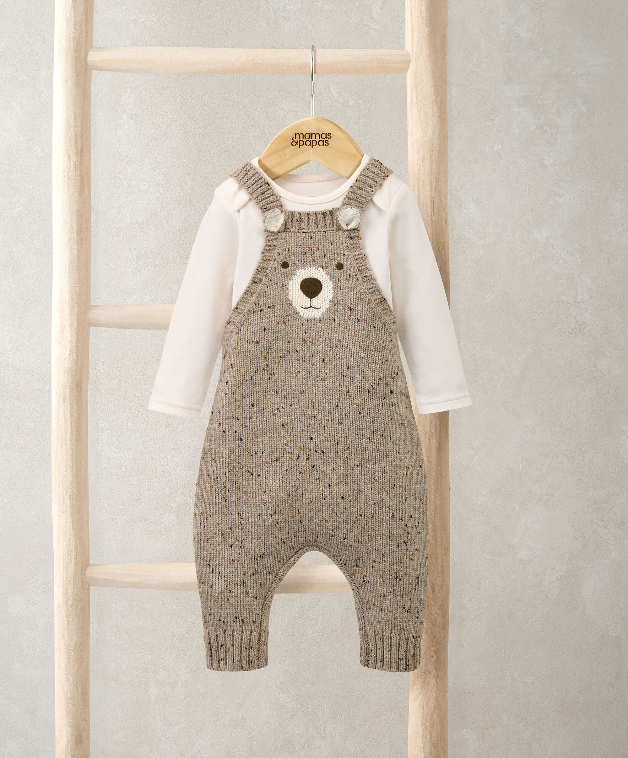 Knitted Bear Dungarees & Bodysuit Set (2 Pieces)