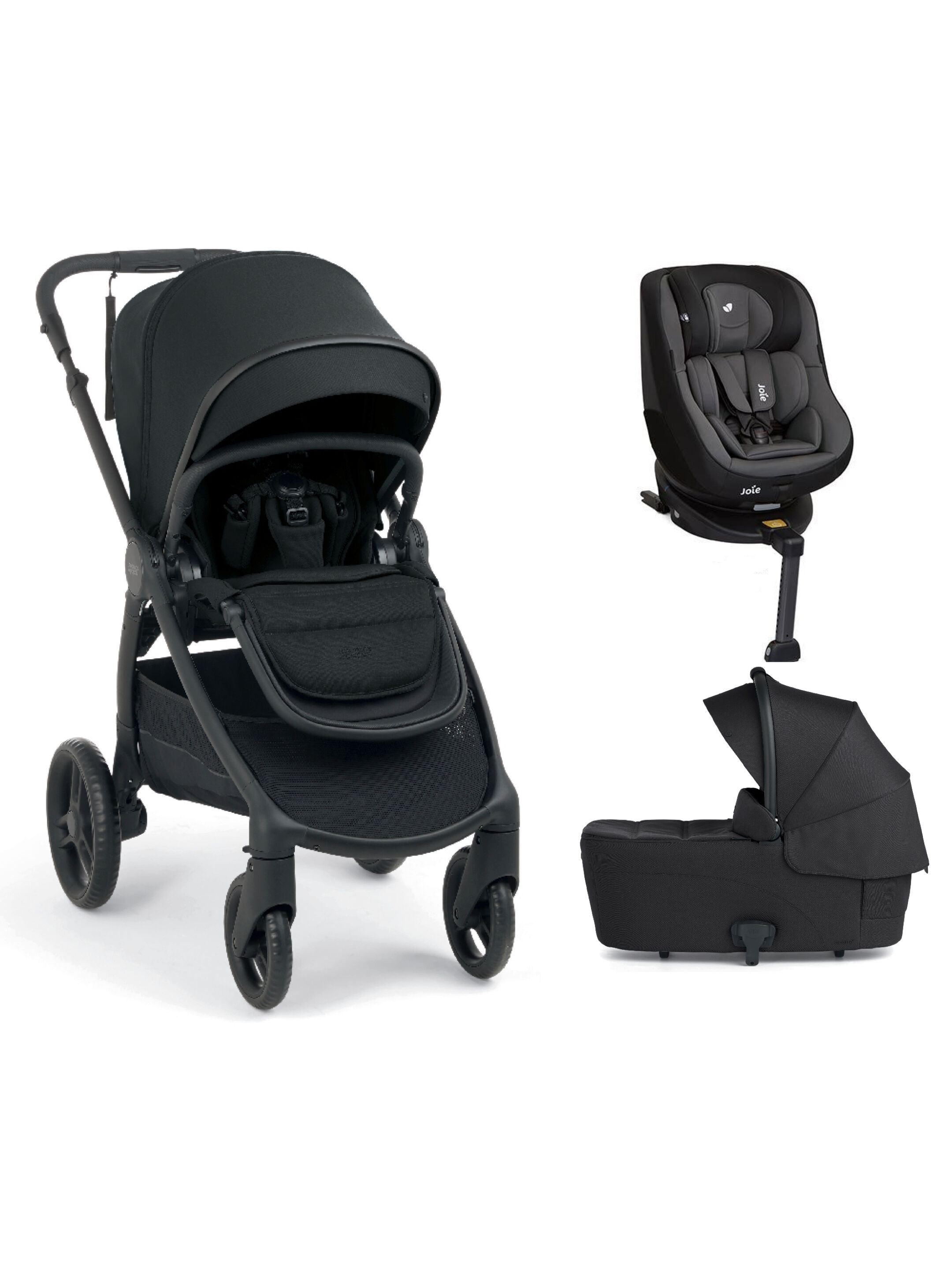 Ocarro 2 Pushchair and Carrycot Bundle with Joie SPIN 360 (3 Pieces) - Eclipse