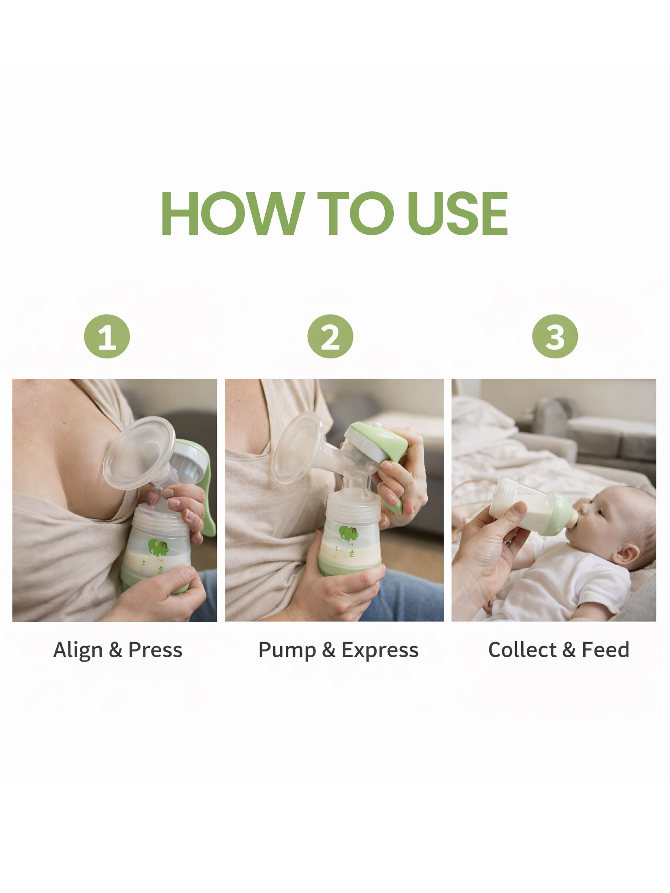 Mam Baby Breast Pump Manual Silicone Breastfeeding - 0 M+ |  Green - Pack of 1 image number 4
