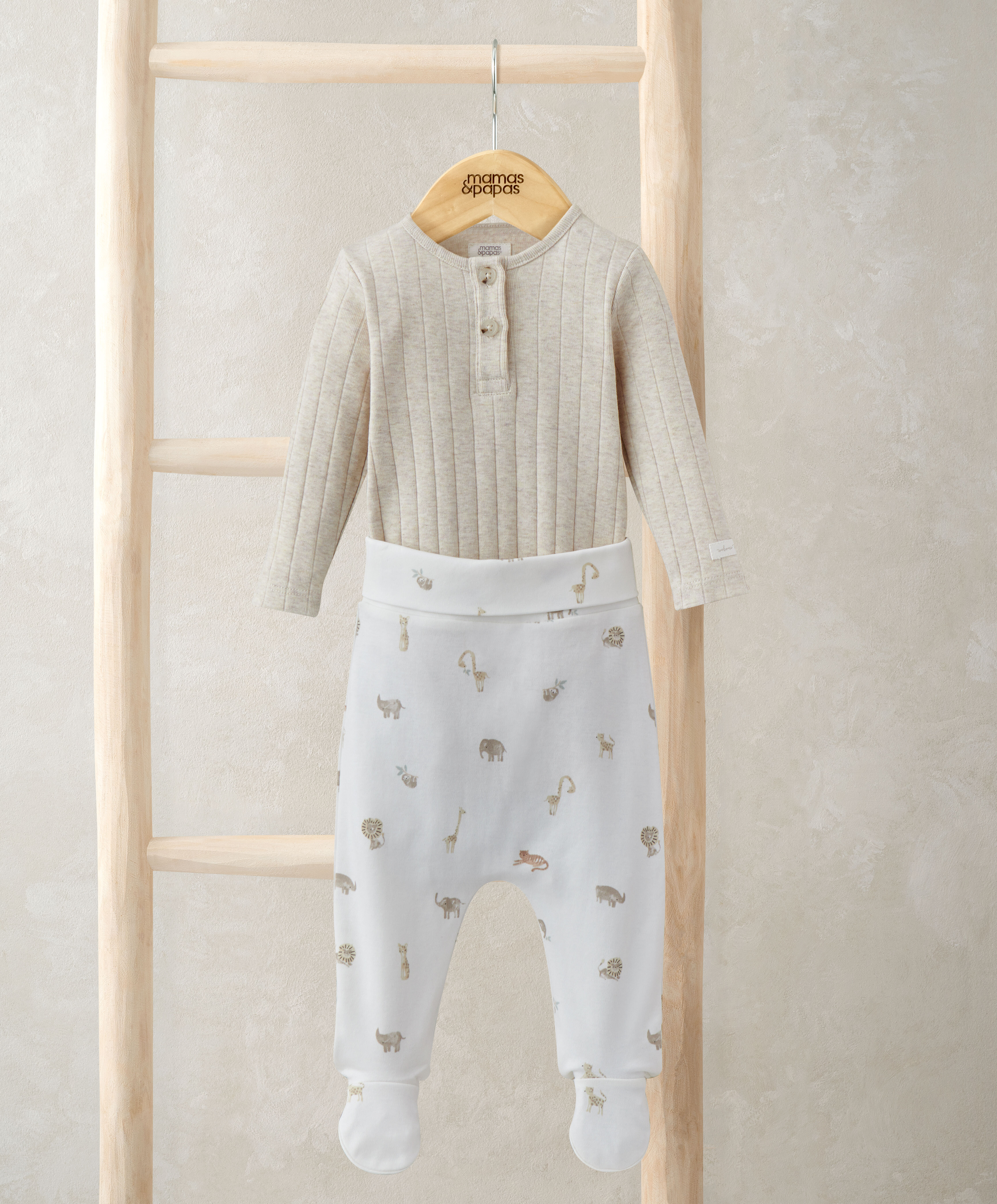 Ribbed Safari Bodysuit & Leggings Set  image number 1