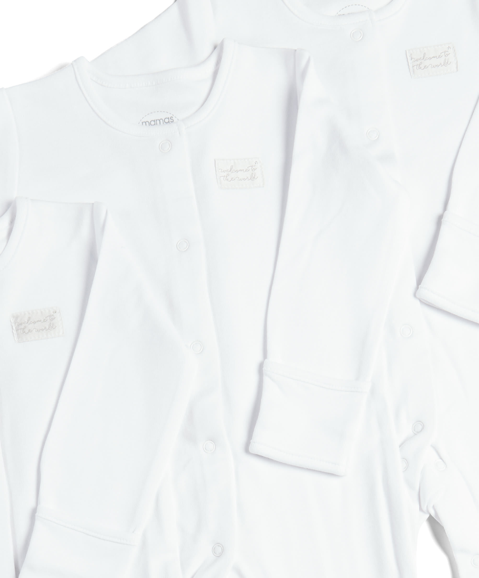 3 Pack of White Sleepsuits image number 2