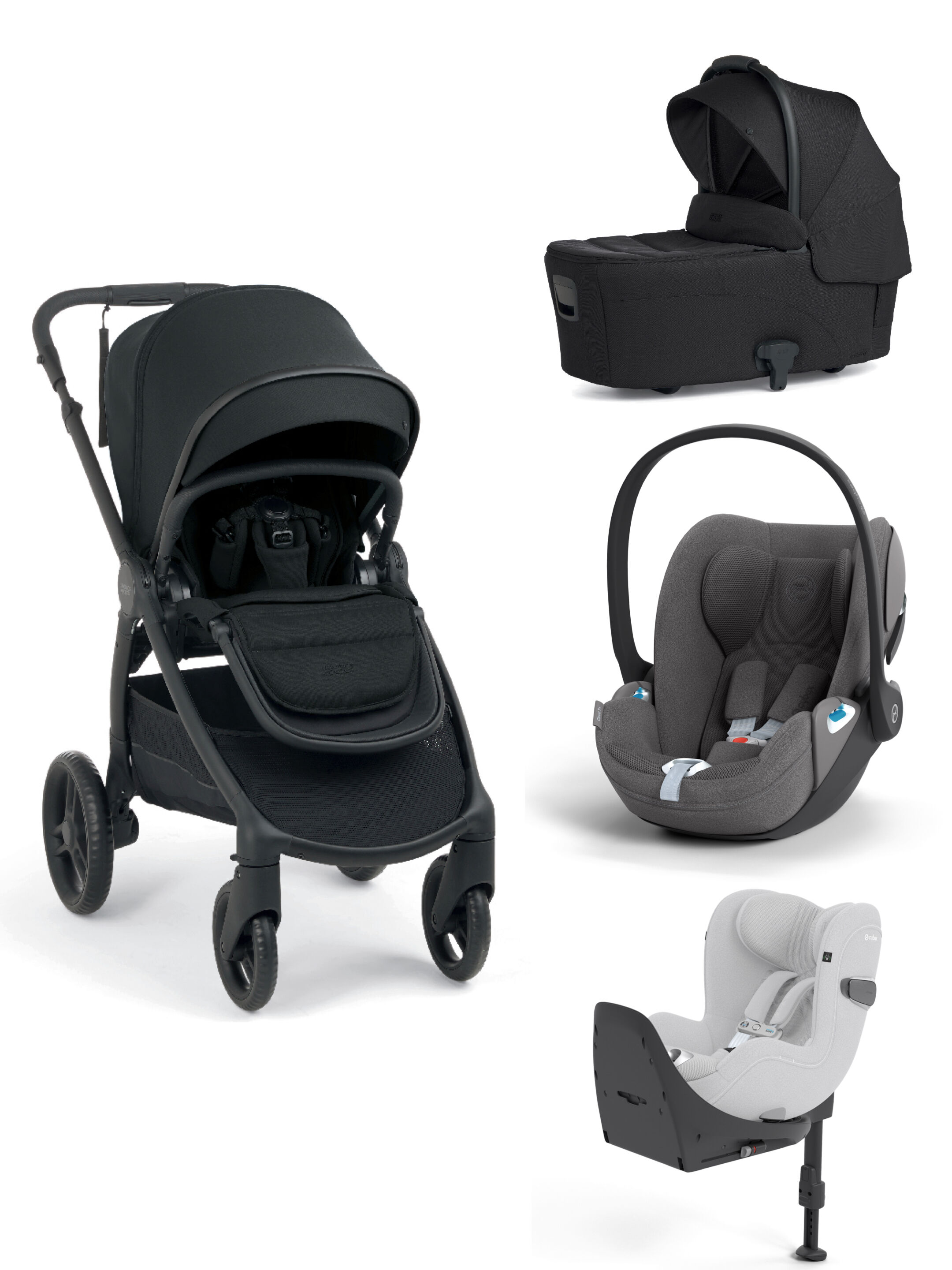 Ocarro 2 Pushchair and Carrycot Bundle with Cybex Cloud T i-Size Plus Car Seat and Base (4 Pieces) - Eclipse