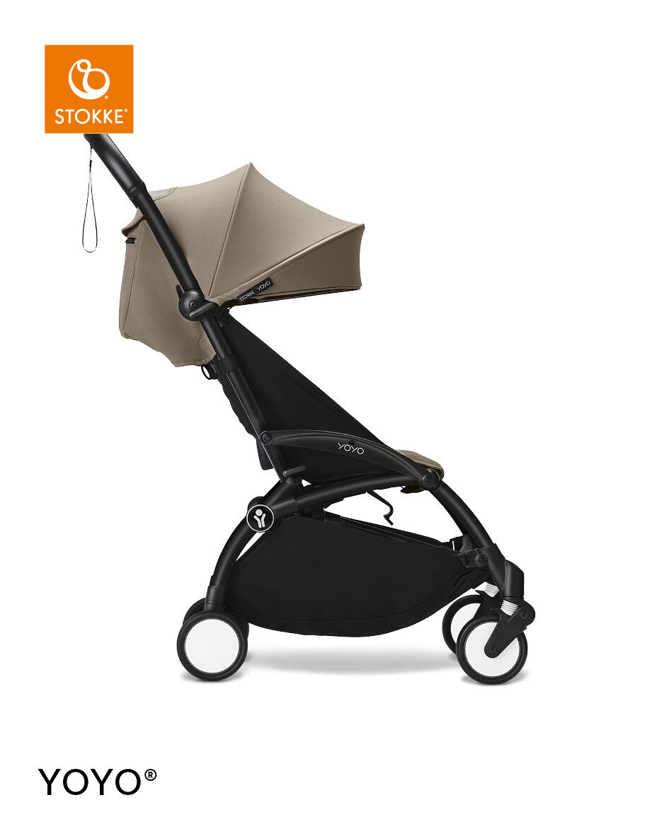 Stokke YOYO3 Black Frame with 6+ Color Pack - Taupe & Cup Holder (3 Pieces)