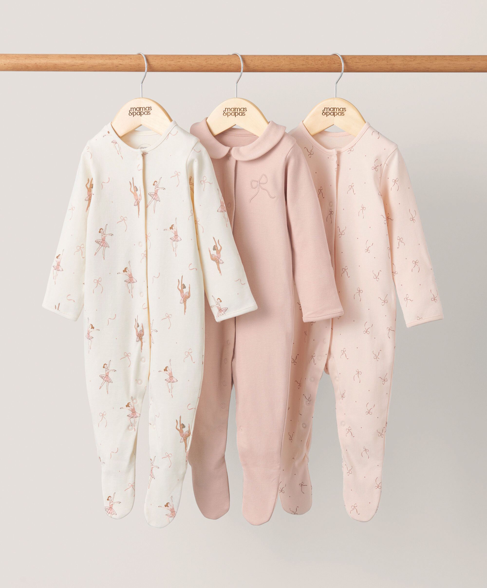 Ballerina Sleepsuits (Set of 3) - Pink image number 1