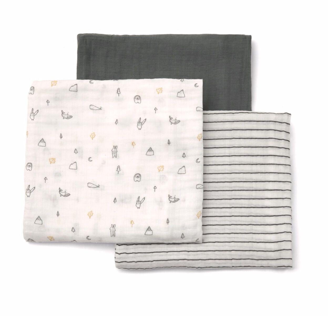 Buy Large Muslin Squares (3 Pack) Grey Swaddle Wraps Mamas