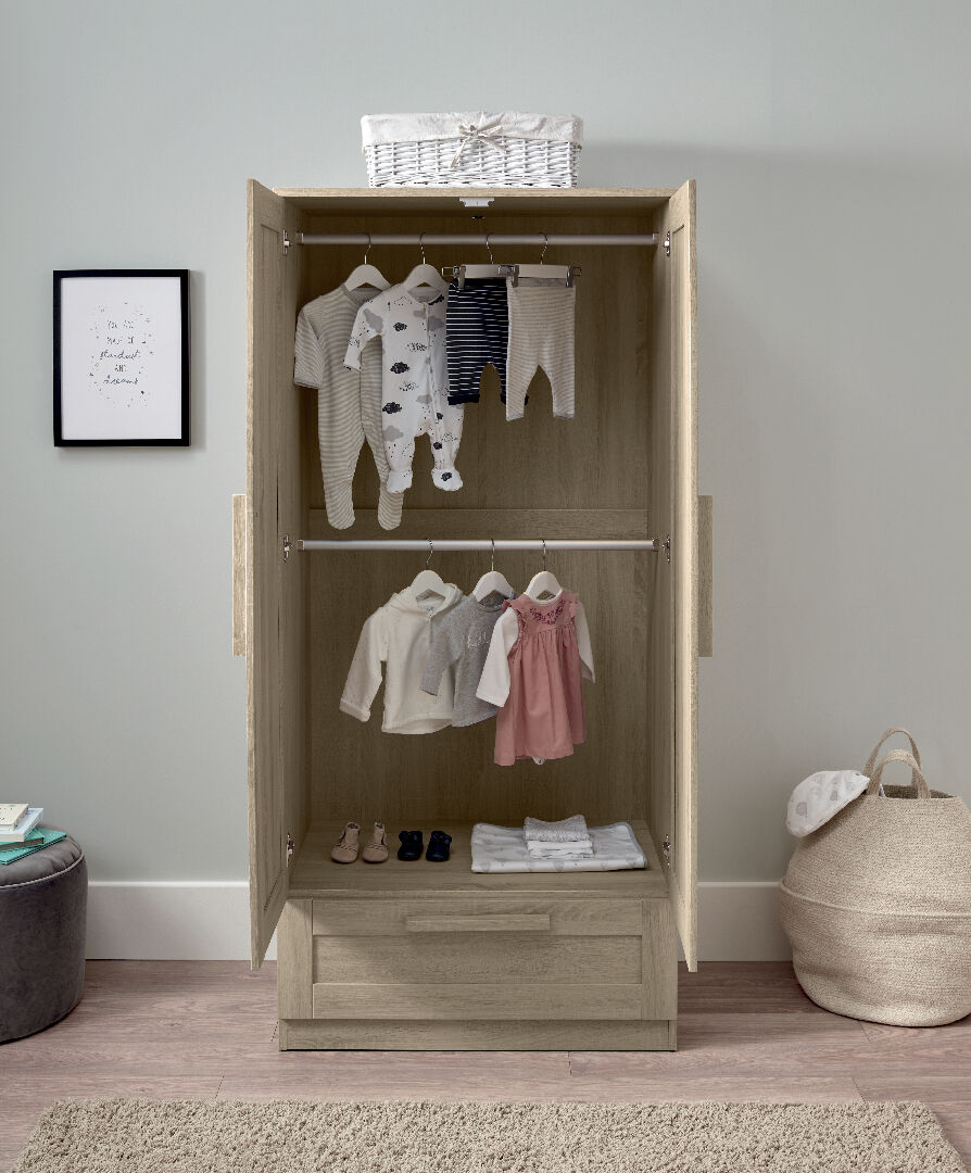 Atlas 3 Piece Cotbed Set with Dresser Changer and Wardrobe- Light Oak image number 6