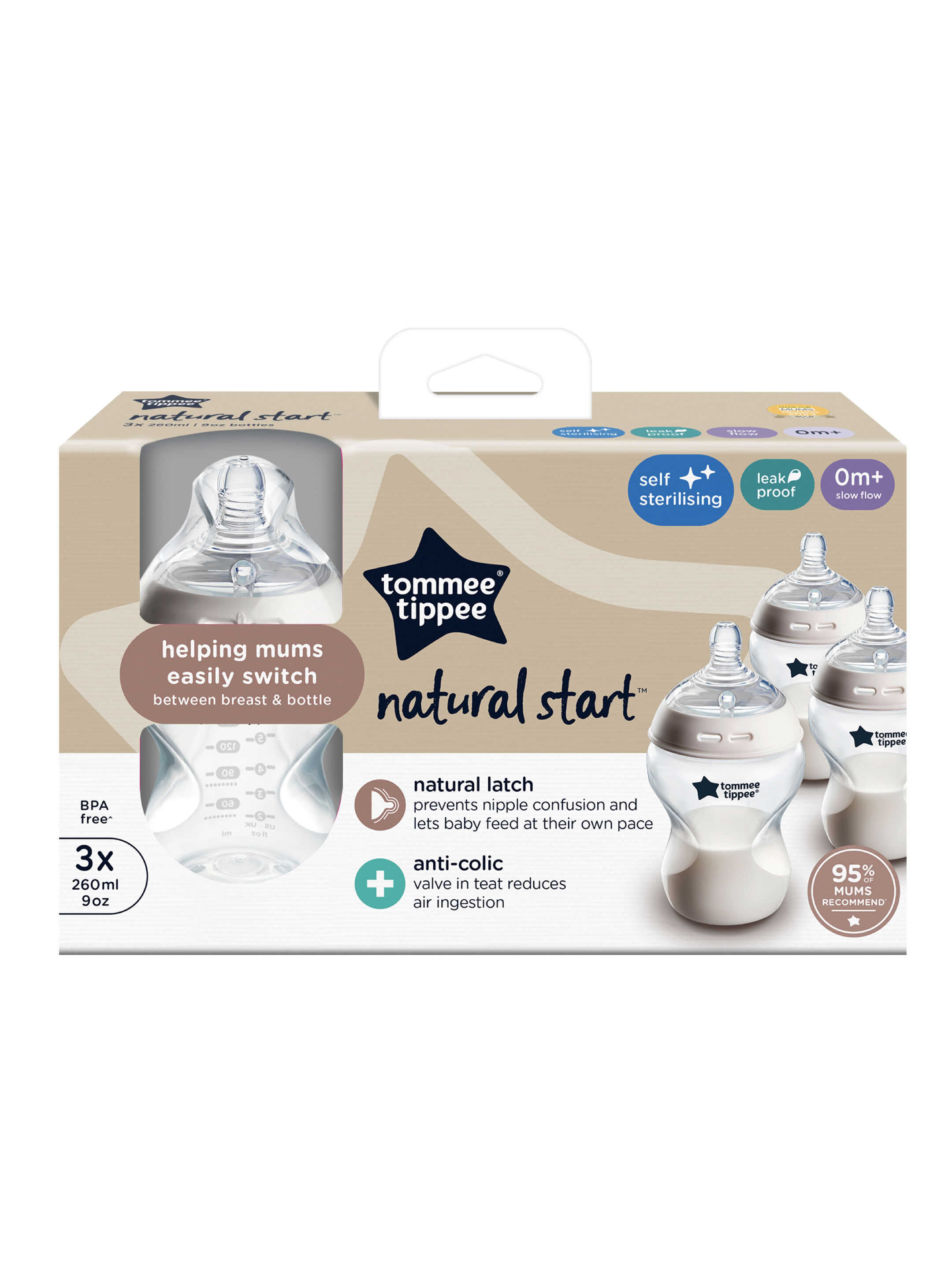 Tommee Tippee Natural Start 260ml Bottle (Pack of 3) image number 2