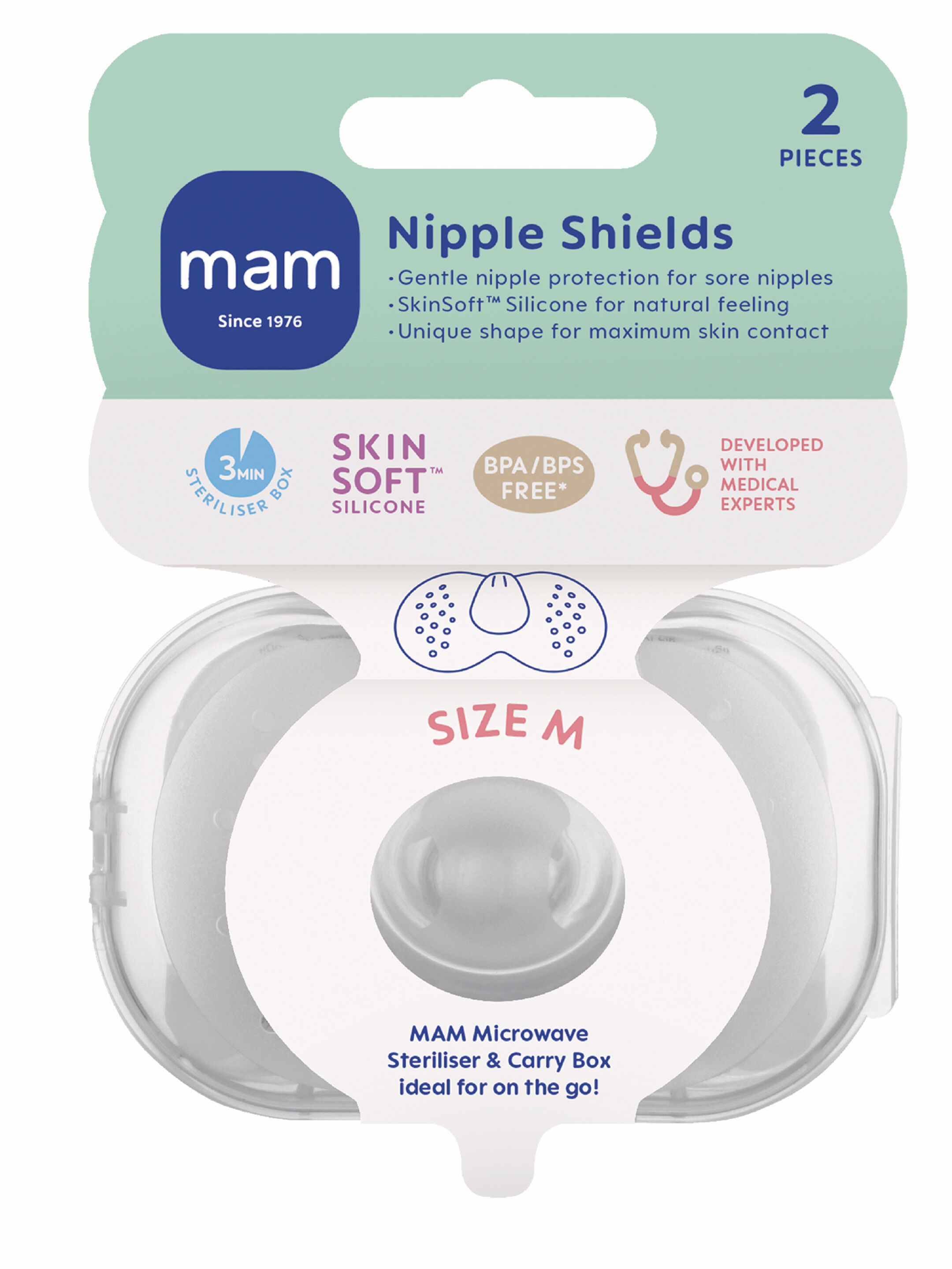 Mam Baby Nipple Shield  Breastfeeding - 0 M+ | Clear  Clear  - Size- S | Pack of 3 image number 3