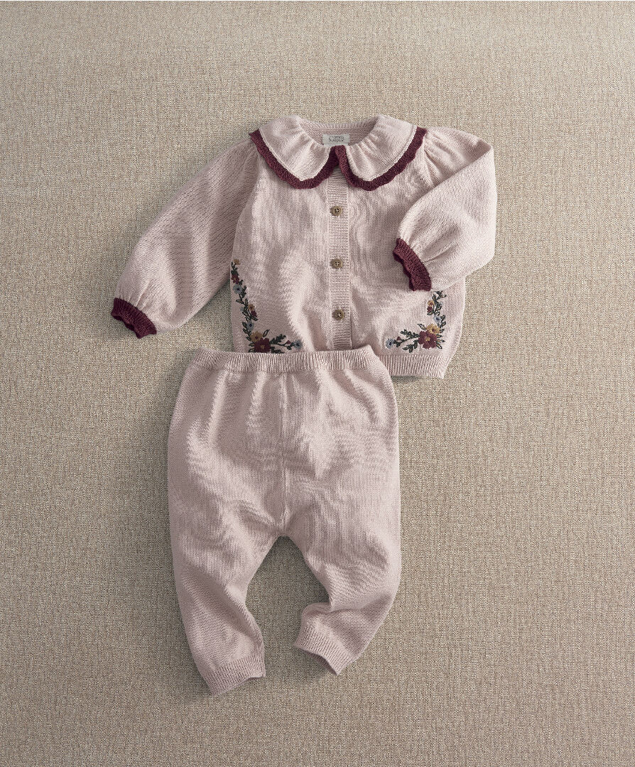 2pc Pink Embroidered Knit Set image number 1