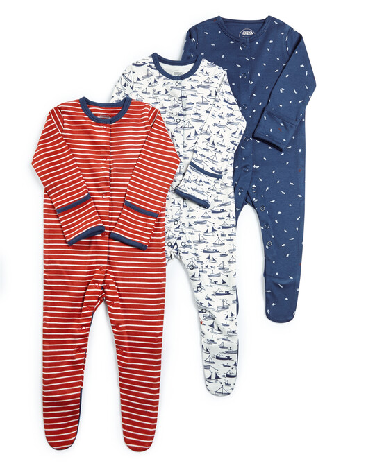 Nautical Jersey Sleepsuits - 3 Pack image number 1