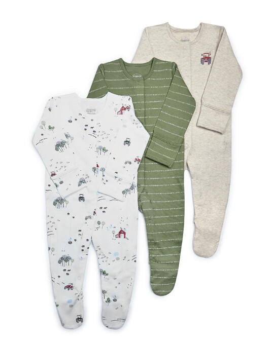 Tractor Jersey Sleepsuits - 3 Pack image number 1