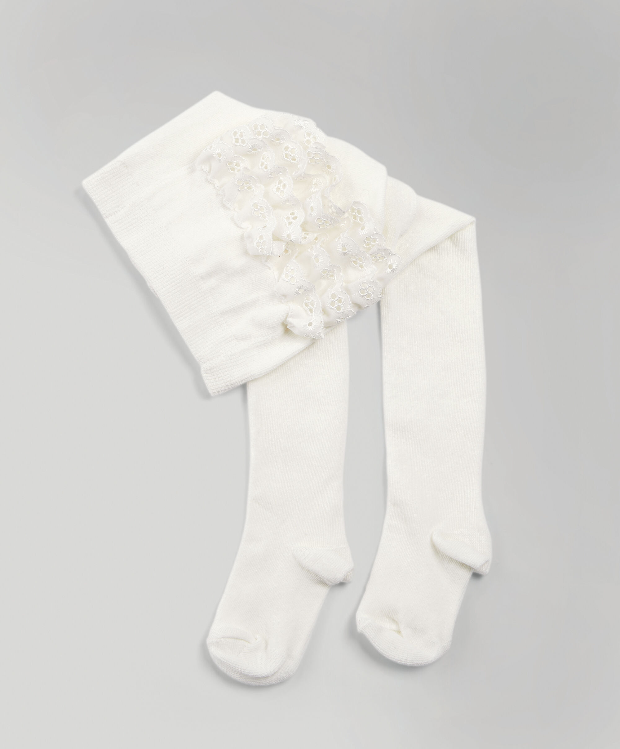 Ruffle Frill Tights - Off White image number 4