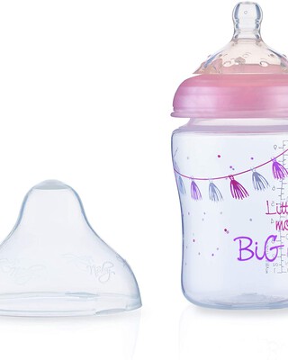 Nuby Little Moments Slow Flow SoftFlex Bottle - 270 ml,Pink