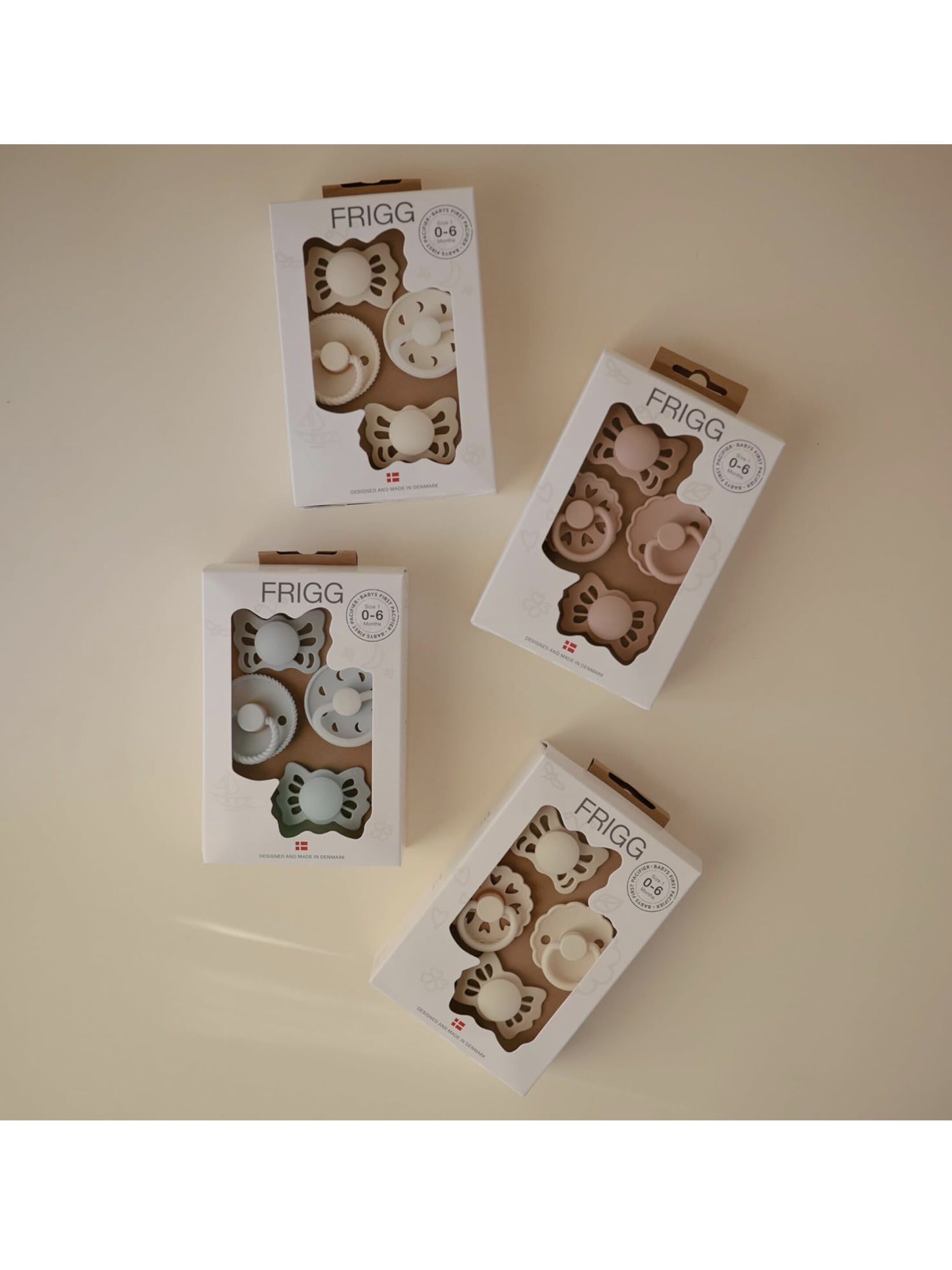 FRIGG Baby's First Pacifier 4-pack - Floral heart - Cream 0-6M - Size 1 image number 5
