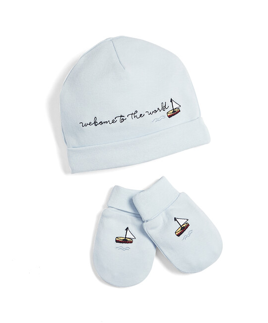 Boat Embroidered Hat & Mitts Set image number 1