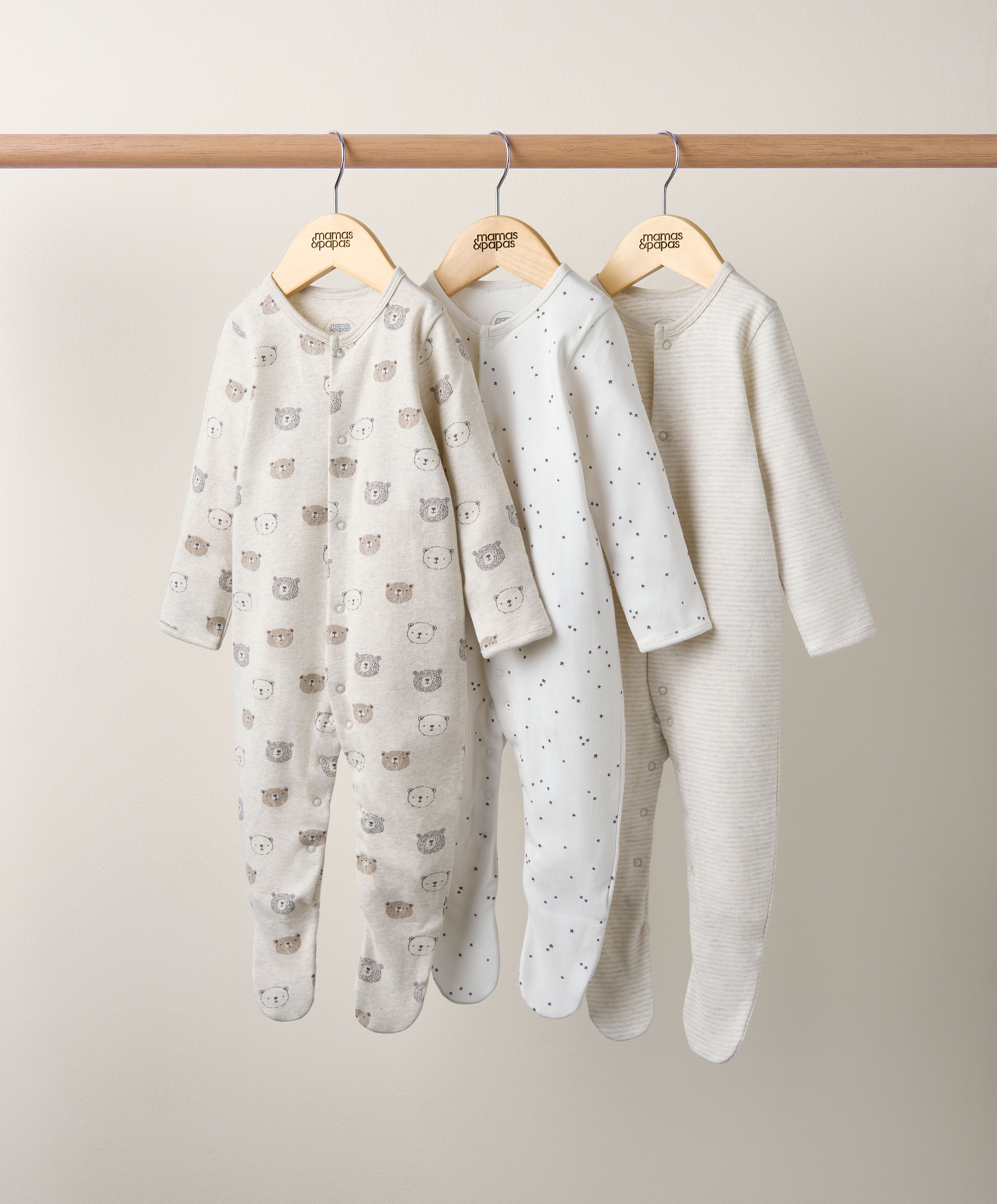 3 Pack Bear Sleepsuits image number 3