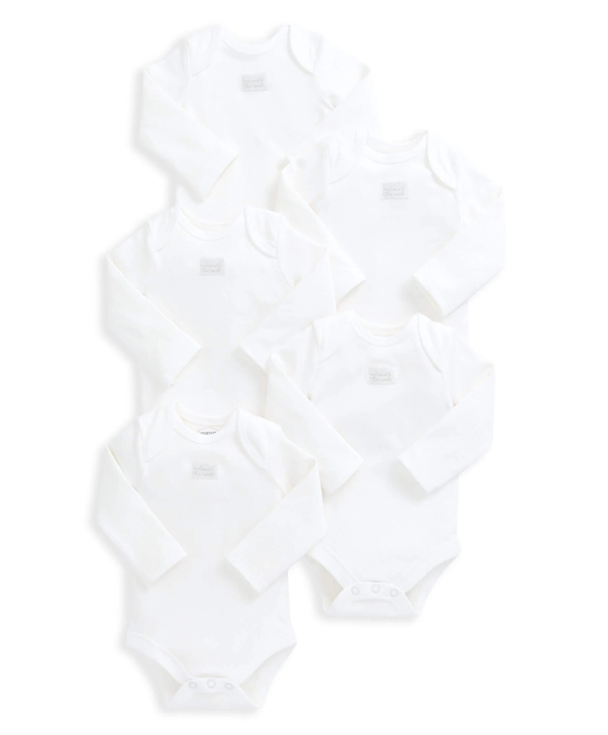 5pk White L/S Bodysuit image number 2