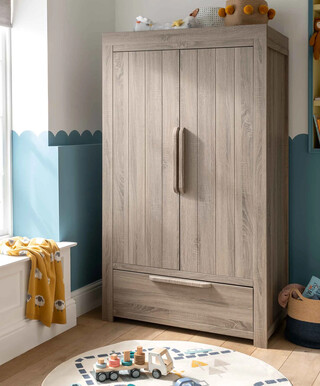Franklin 2 Door Kids Wardrobe with Drawer - Grey Wash