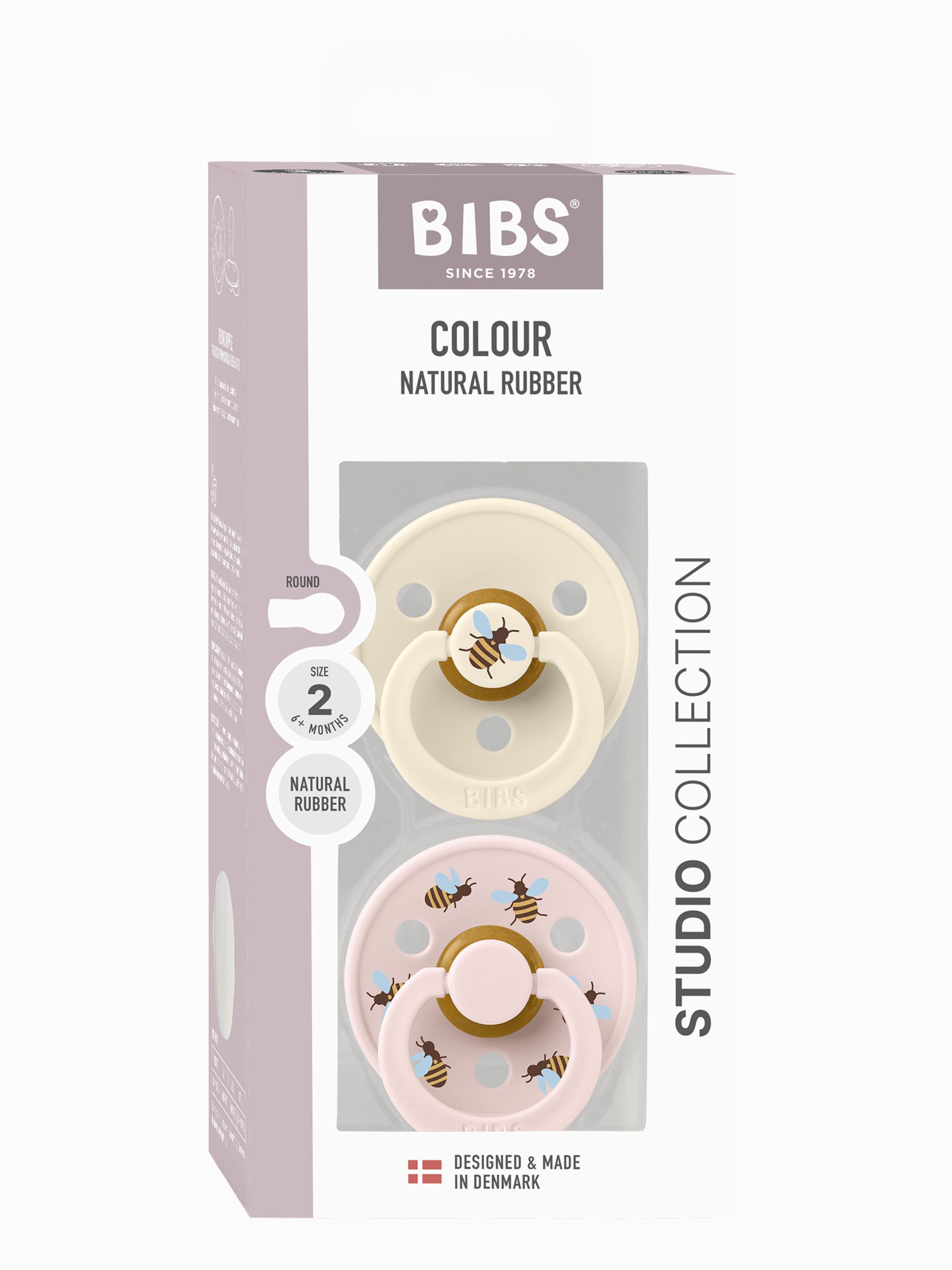 BIBS Pacifier Studio Colour 2 PACK Bumblebee Latex Size 2 Ivory Mix image number 5