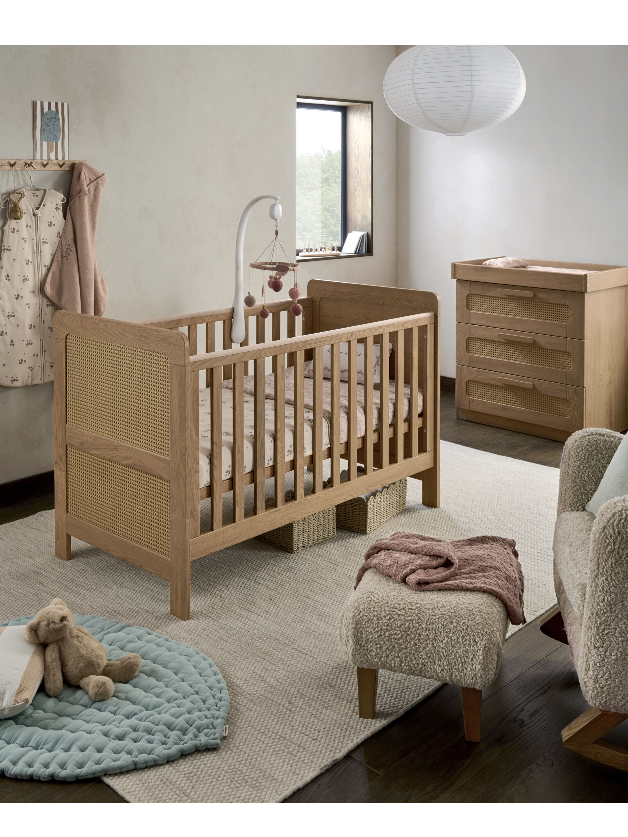 Esna 2 Piece Cotbed Set with Dresser Changer - Rattan
